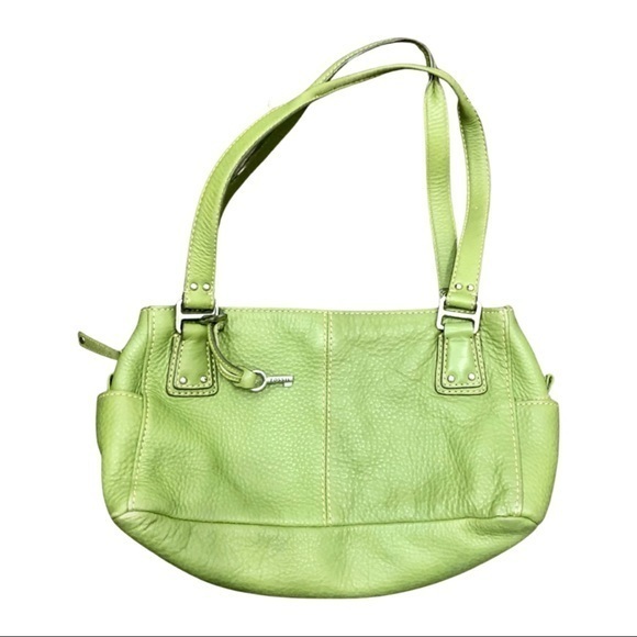 Fossil Bags Vintage Fossil Y2k Style Lime Green Genuine Pebbled Leather Shoulder Bag Purse